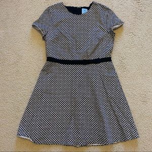 CeCe Fit and Flare Black and White A-Line Dress
